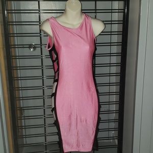 Pink and black bodycon dress